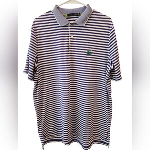 RLX RALPH LAUREN GOLF PERFORMANCE STRIPED POLO. SIZE LARGE.